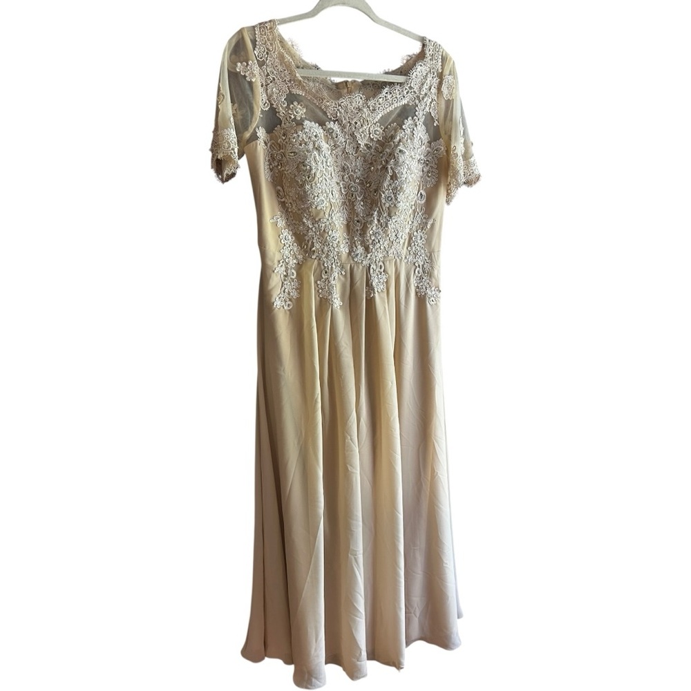 NWT Lover Kiss beige lace embroidered gown